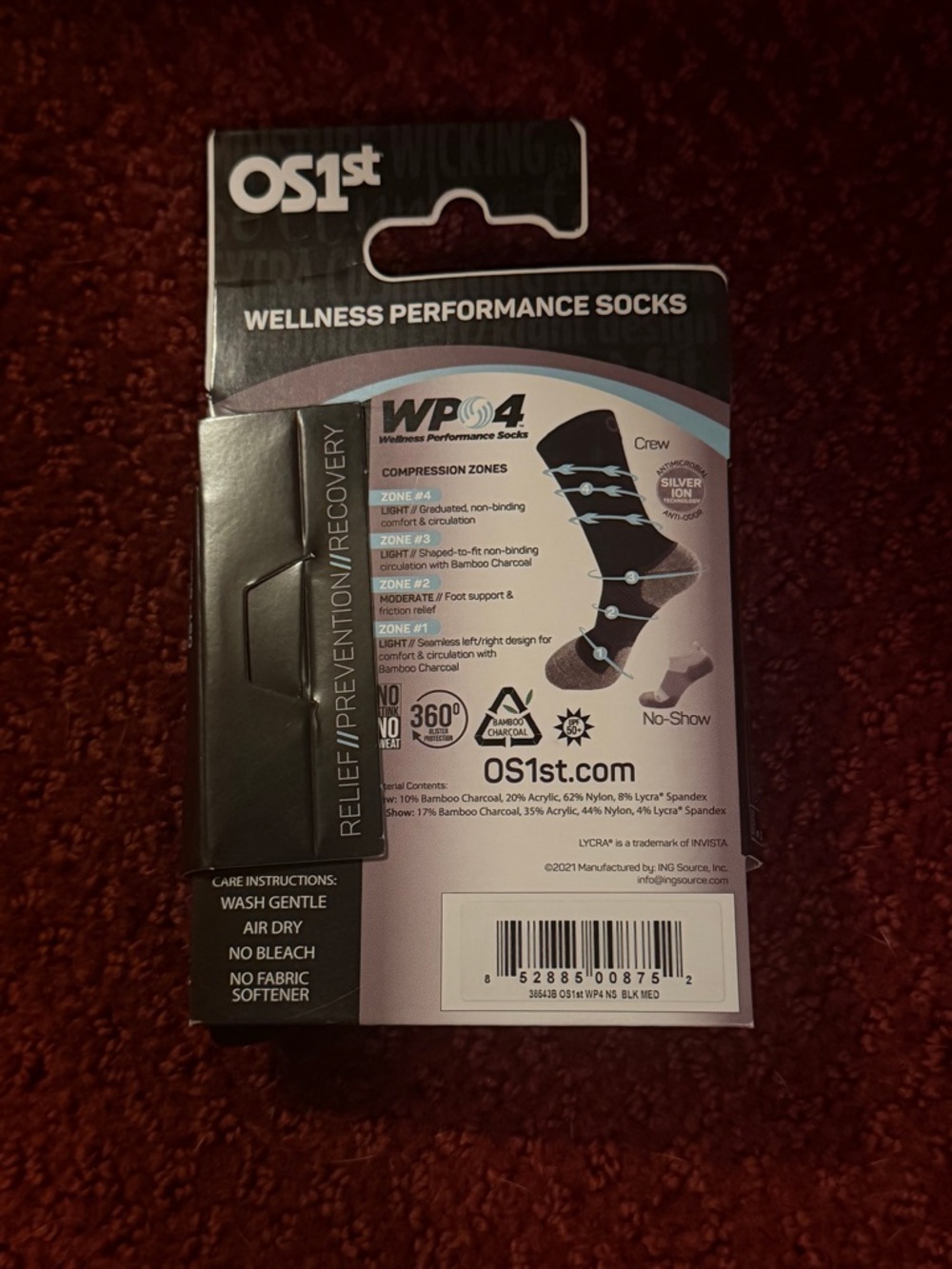 Wellness Performance Men's Socks - Gray & Black (M) - Picture 2 of 2